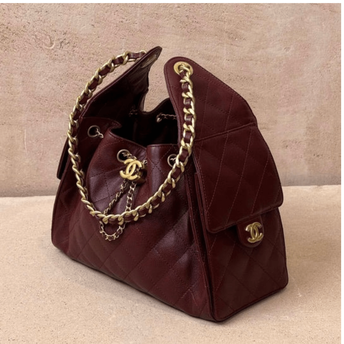 Chanel 25 Bordeaux Caviar & Ballerina Flats Set