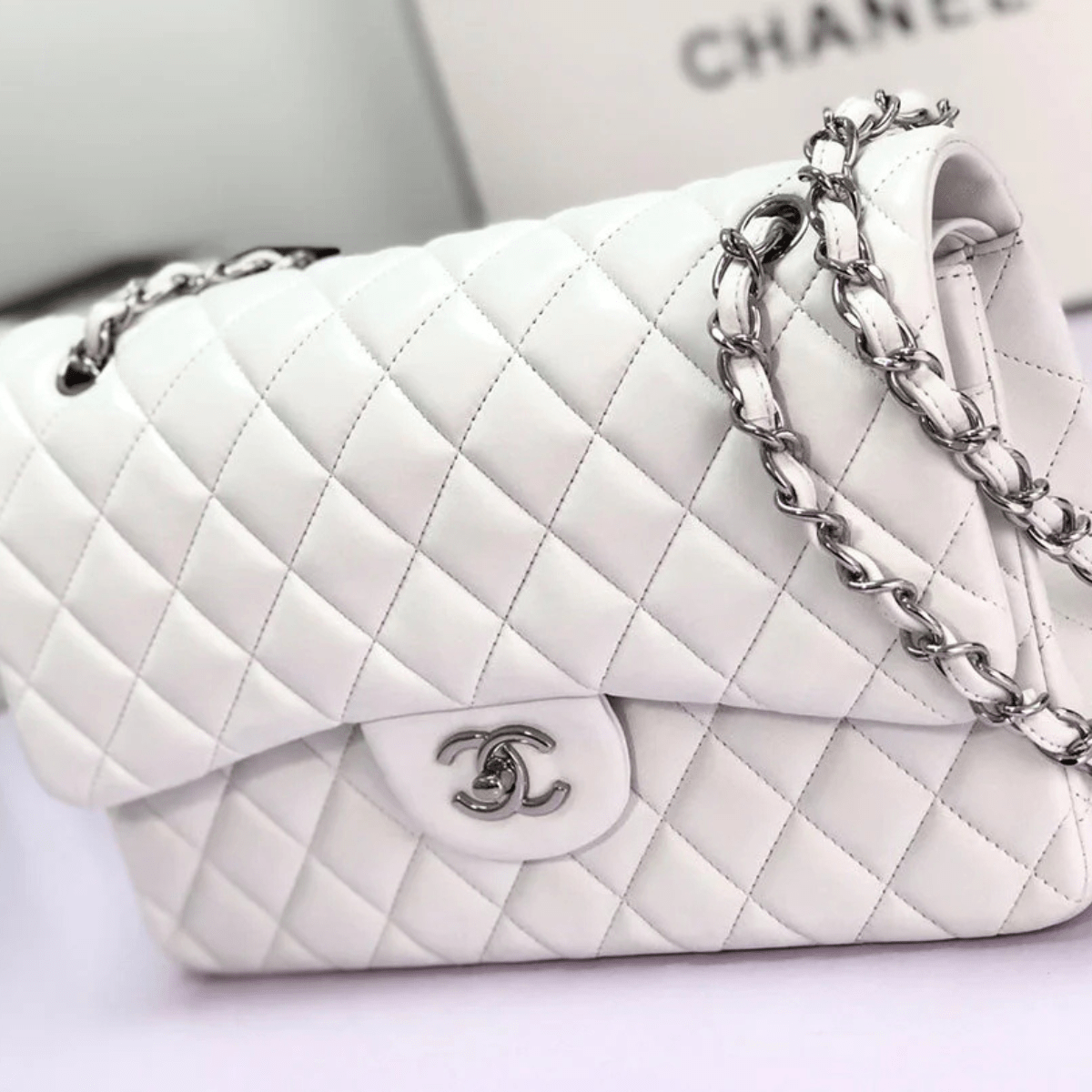 Chanel Classic Single Flap Tasche – Off White