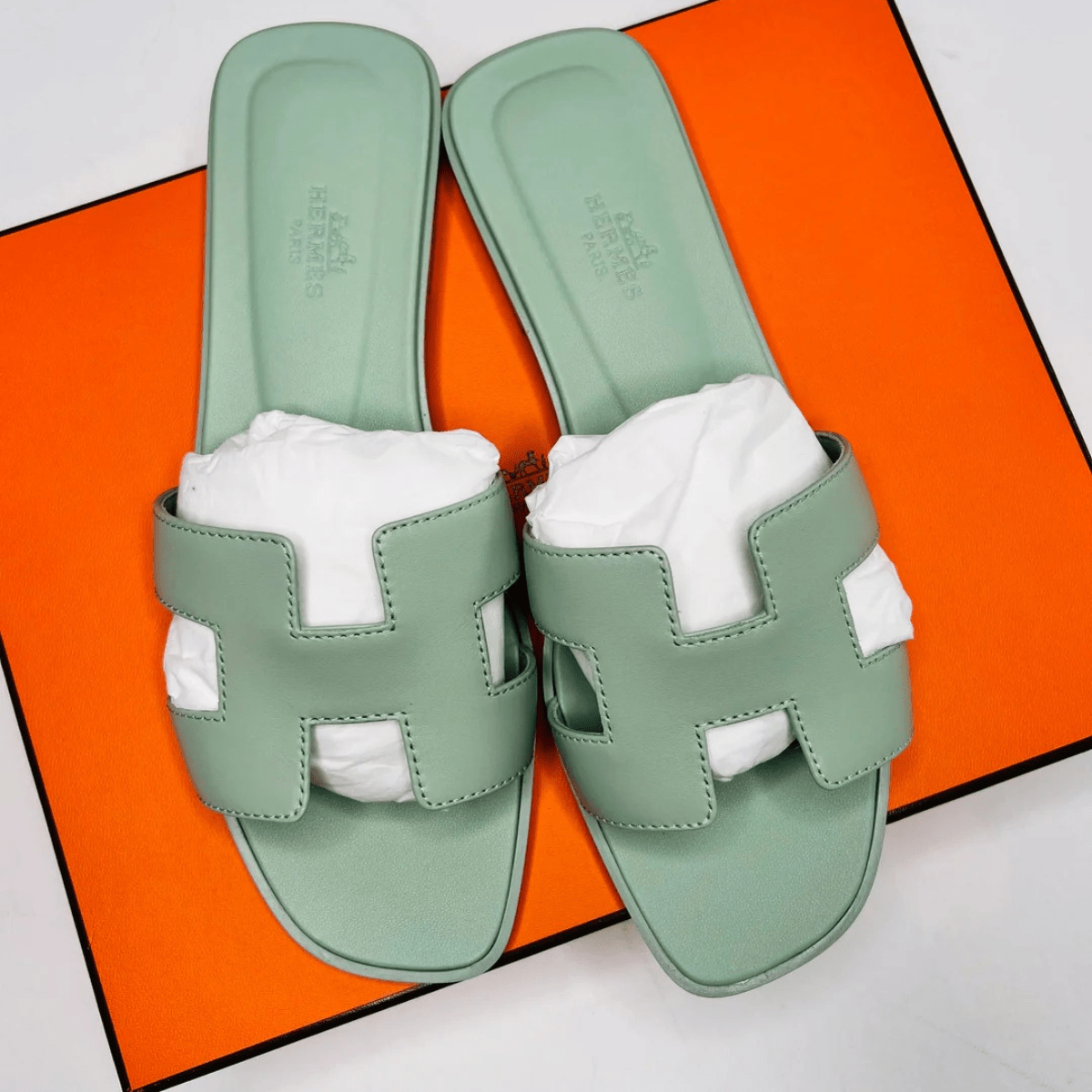 Hermès Oran Sandalen Vert d’Eau