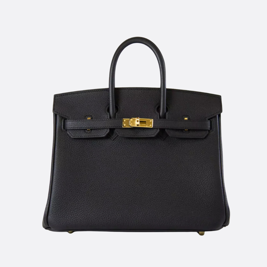 Hermès Birkin 25 Tasche mit goldener Hardware in Schwarz