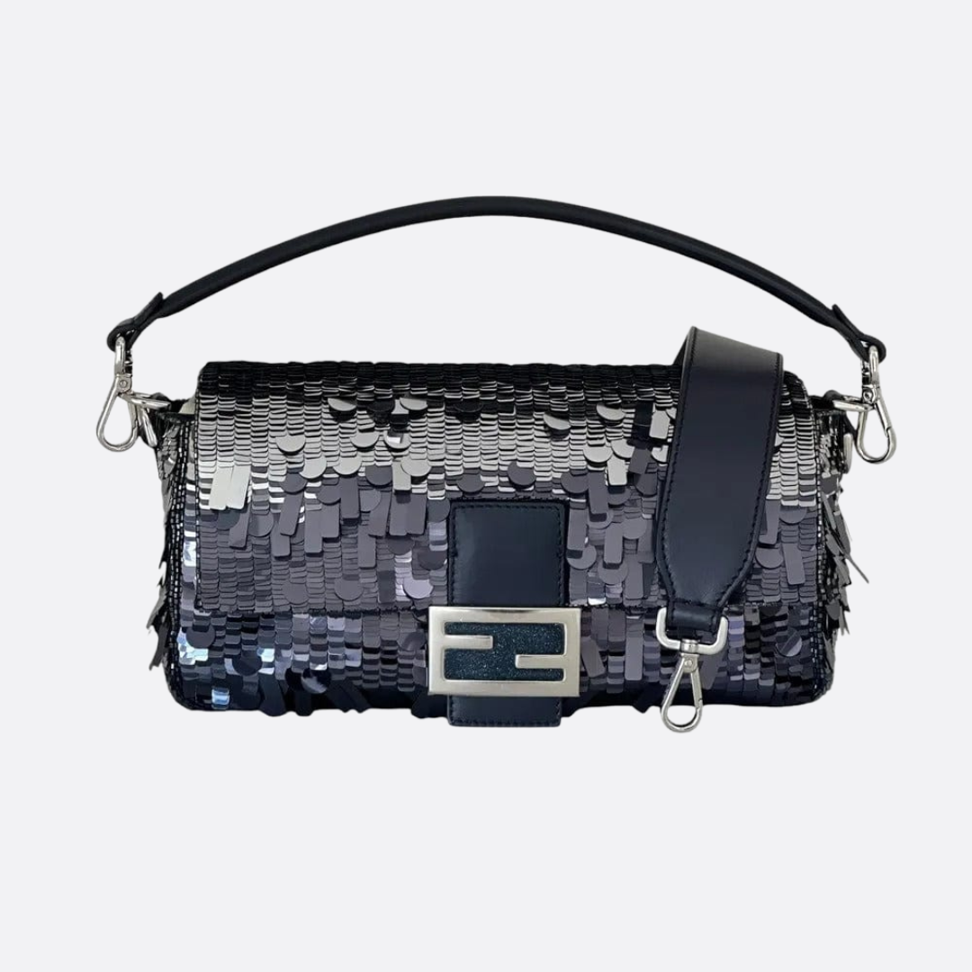 Fendi Baguette Bag in Blauen Pailletten und Leder