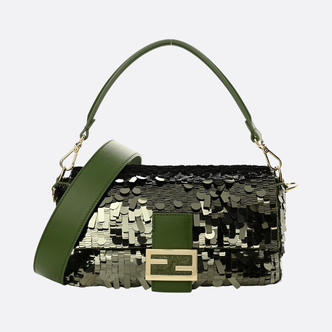 Fendi Baguette Bag in Grünen Pailletten und Leder
