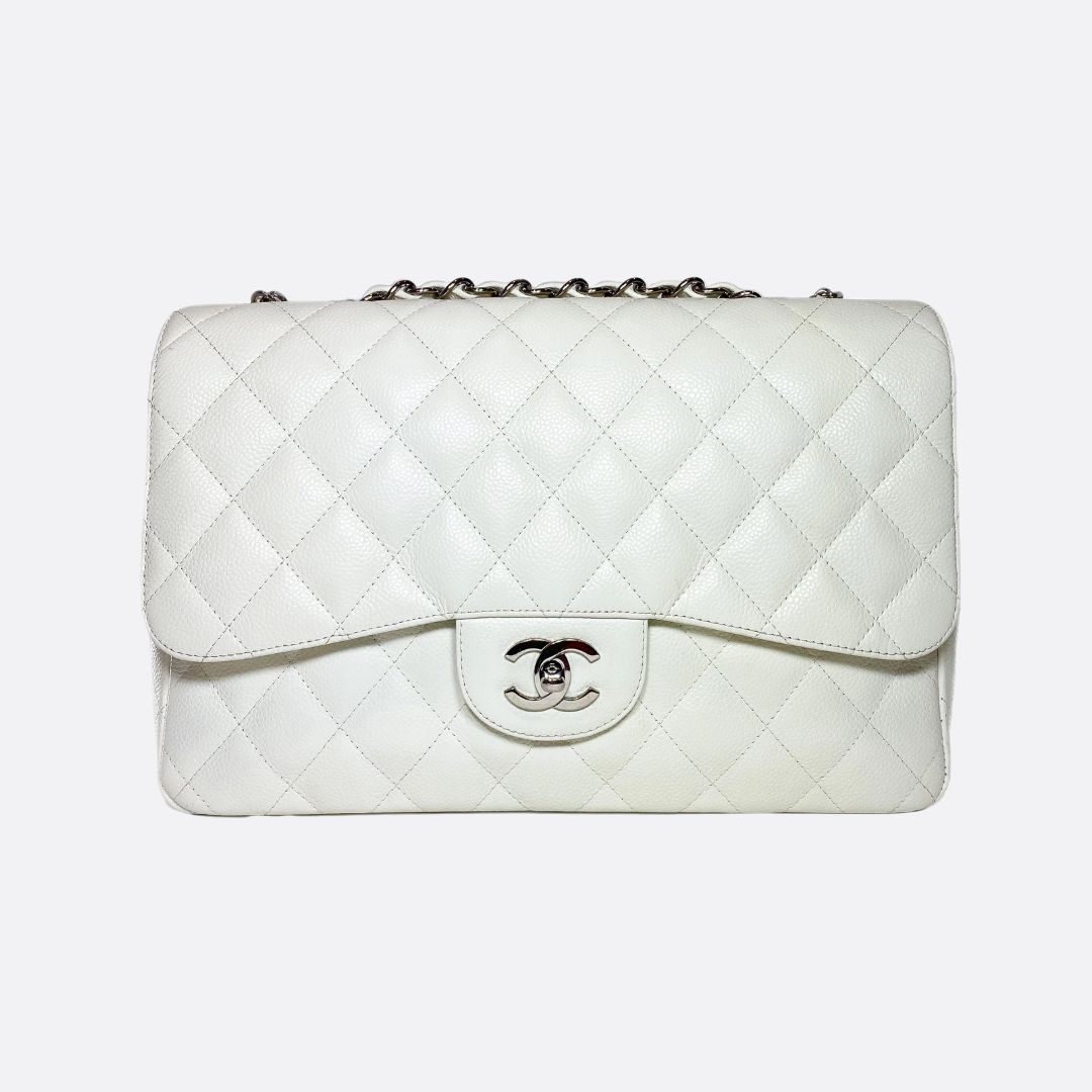 Chanel Classic Single Flap Tasche – Off White