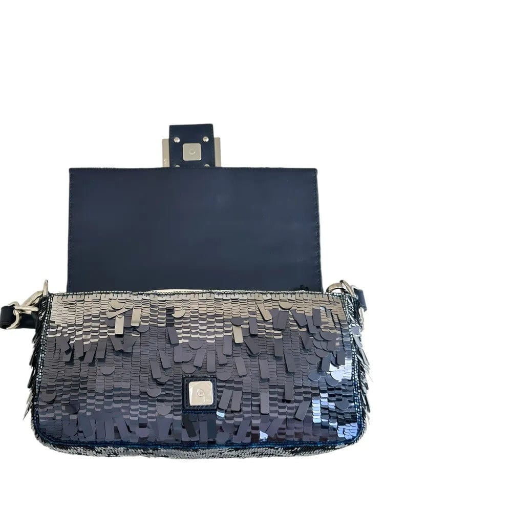 Fendi Baguette Bag in Blauen Pailletten und Leder