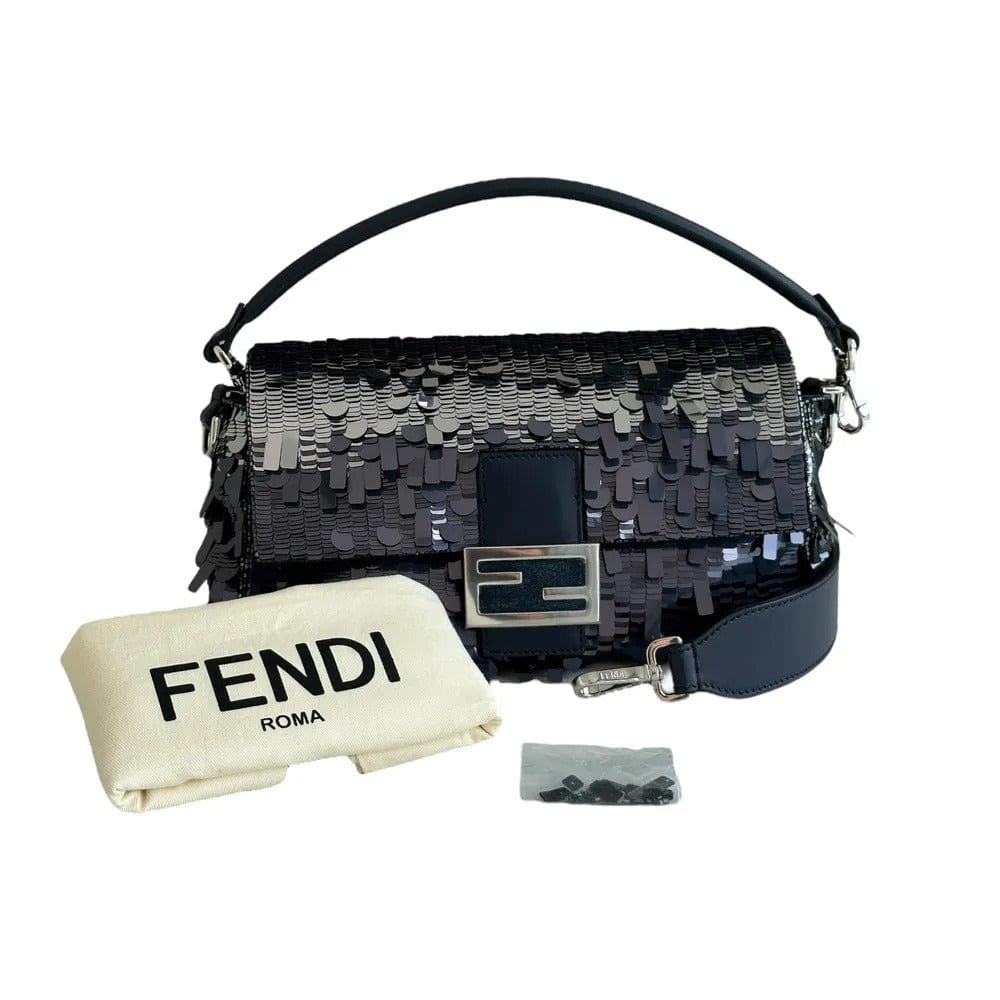 Fendi Baguette Bag in Blauen Pailletten und Leder